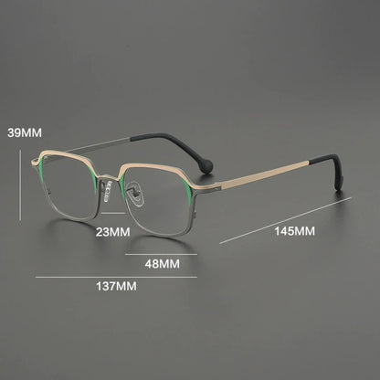 Titanium Colour-Outline Square Prescription Eyeglasses | Ultra-Light Designer Rx Glasses – CINILY UK side view