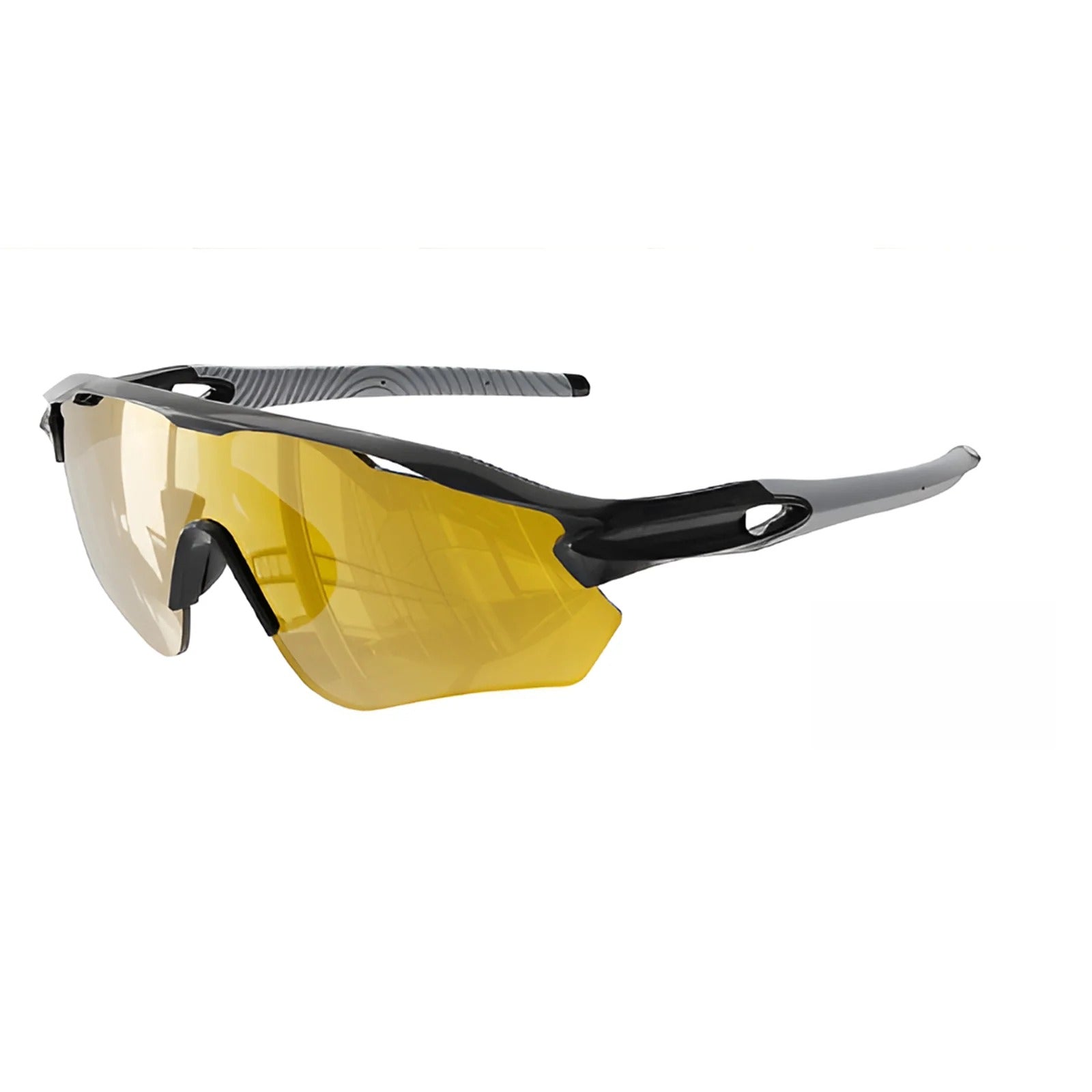 TR90 Half-Rim Cycling Sunglasses with UV Protection and Windproof Coverage - Yellow