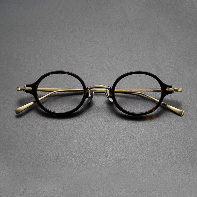 Ultra-Light Acetate and Titanium Retro Round Small Optical Glasses Frame