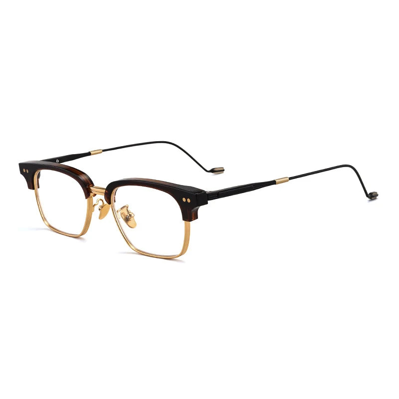 Acetate Transparent Half-Rim Square Prescription Eyeglasses