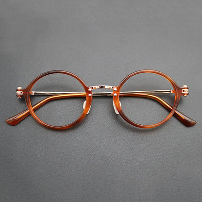 Titanium Acetate Round Prescription Eyeglasses | Retro Optical Frame for Rx Lenses – CINILY UK frame detail