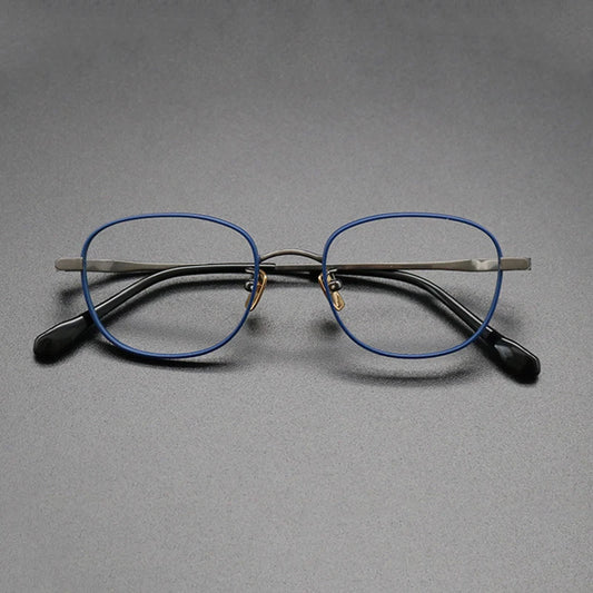 Titanium Blue Square Prescription Eyeglasses | Lightweight Retro Rx Glasses – CINILY UK