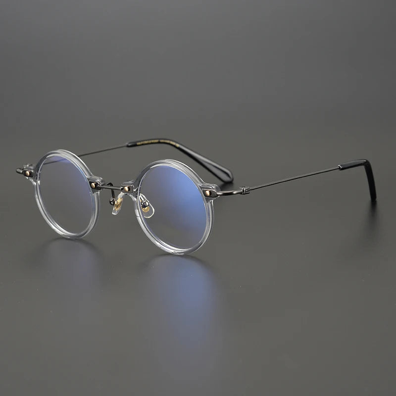 Titanium Acetate Crystal Round Prescription Eyeglasses | Lightweight Optical Frame for Rx Lenses – CINILY UK - Transparent