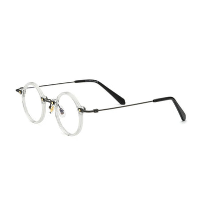 Titanium Acetate Crystal Round Prescription Eyeglasses | Lightweight Optical Frame for Rx Lenses – CINILY UK frame detail