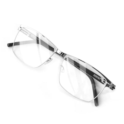 Stainless Steel Screwless Square Eyeglasses | Ultra-Light Business Optical Frames – CINILY UK front view