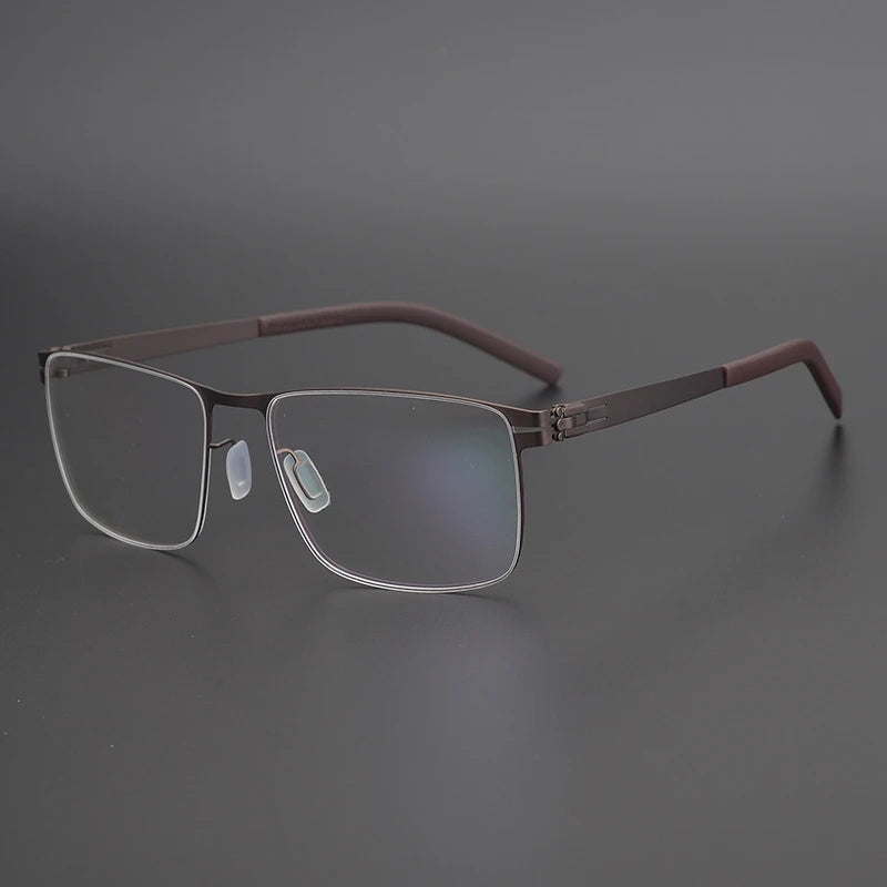 Titanium Screwless Square Prescription Eyeglasses | Lightweight Designer Rx Glasses – CINILY UK - Brown