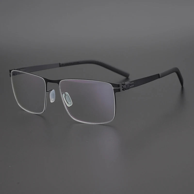 Titanium Screwless Square Prescription Eyeglasses | Lightweight Designer Rx Glasses – CINILY UK - Black