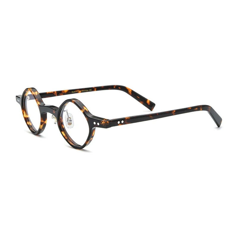 Acetate Patchwork Round Prescription Eyeglasses | Retro Designer Optical Frames – CINILY UK - Tortoise