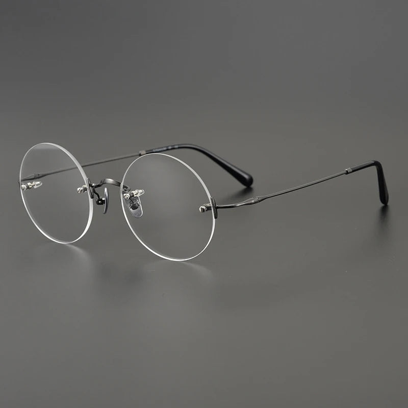 Titanium Rimless Round Prescription Eyeglasses | Ultra-Light Optical Frame for Rx Lenses – CINILY UK - GUNMETAL