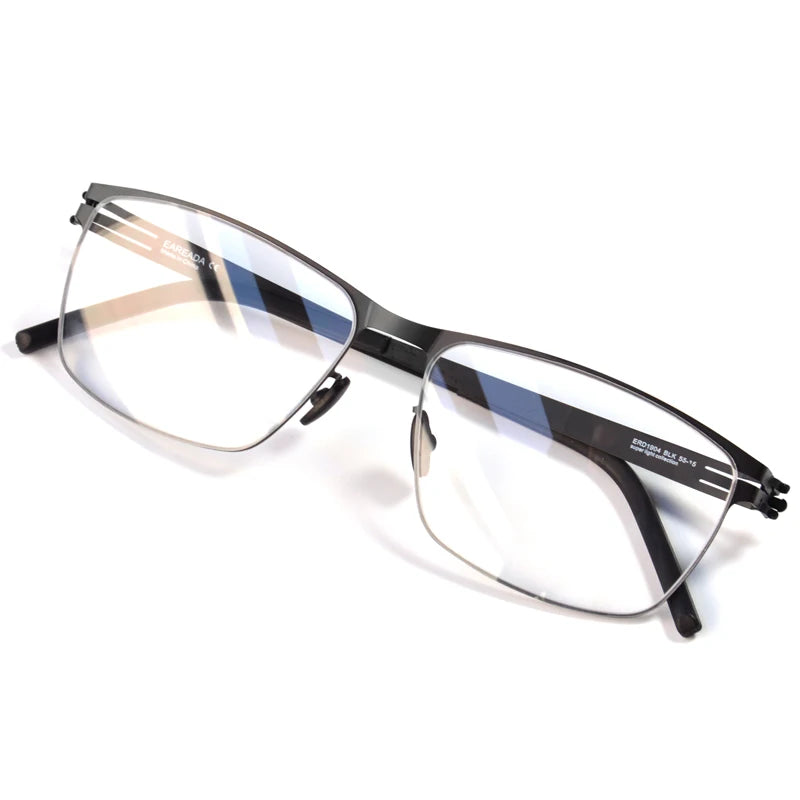 Stainless Steel Screwless Square Eyeglasses | Ultra-Light Business Optical Frames – CINILY UK - Black