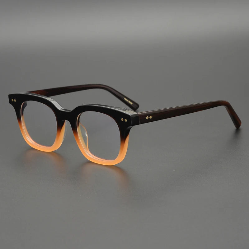 Acetate Emerald Square Prescription Eyeglasses | Retro Optical Frame for Rx Lenses – CINILY UK - Orange