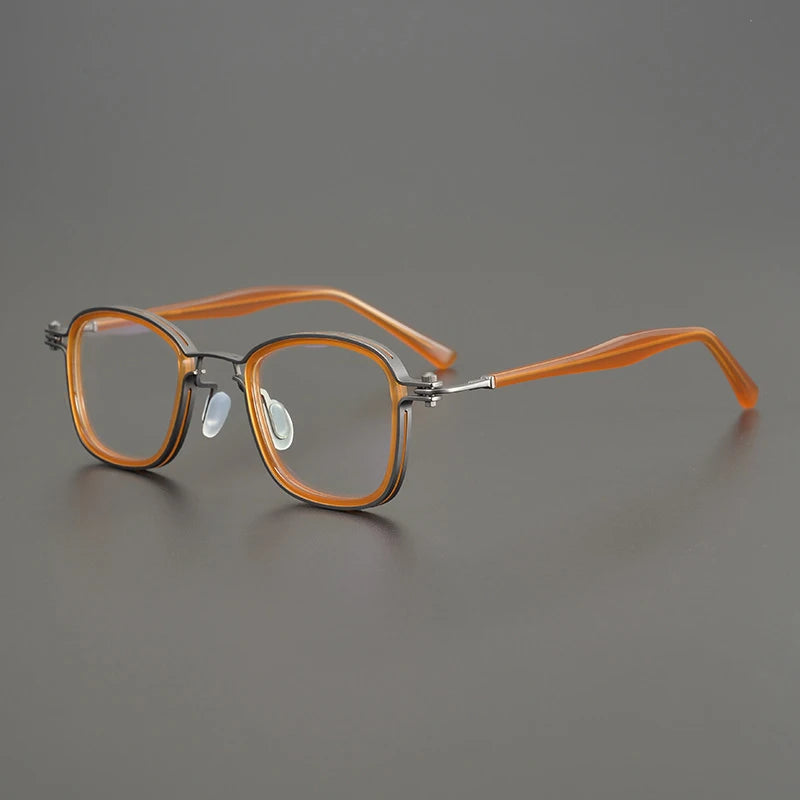 Alloy Blue Square Prescription Eyeglasses | Lightweight Optical Frame for Rx Lenses – CINILY UK - Orange