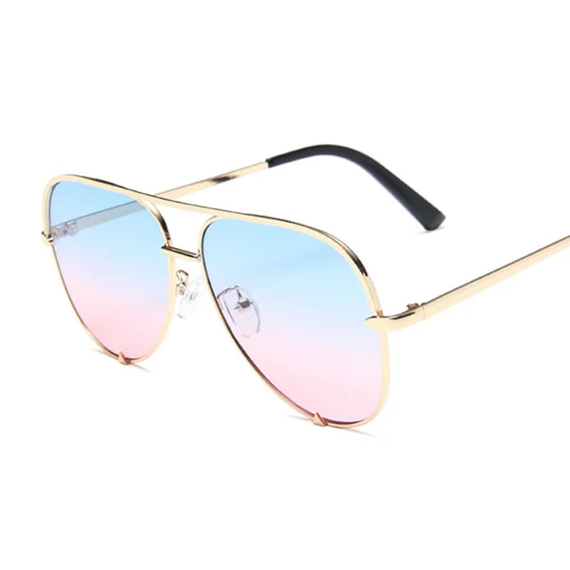 Alloy Aviator Gradient Mirror Sunglasses