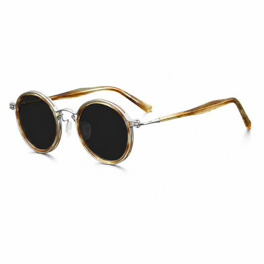 Vintage Round Polarised Sunglasses UV400 with Titanium Detail