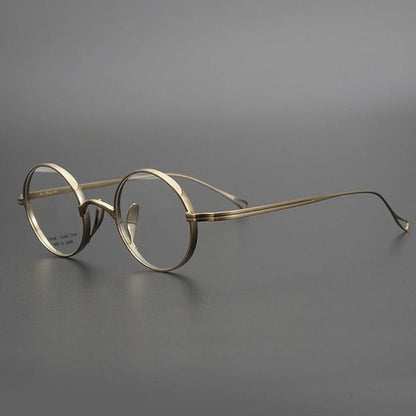 Japanese Handmade Pure Titanium Retro Round Prescription Glasses Frame additional product view