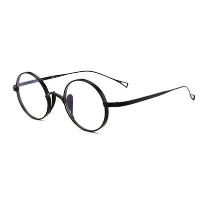 Japanese Handmade Pure Titanium Retro Round Prescription Glasses Frame lens detail