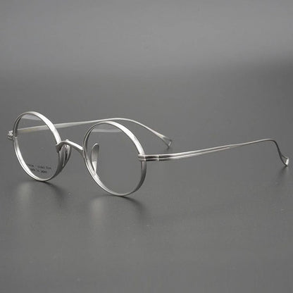 Japanese Handmade Pure Titanium Retro Round Prescription Glasses Frame side view