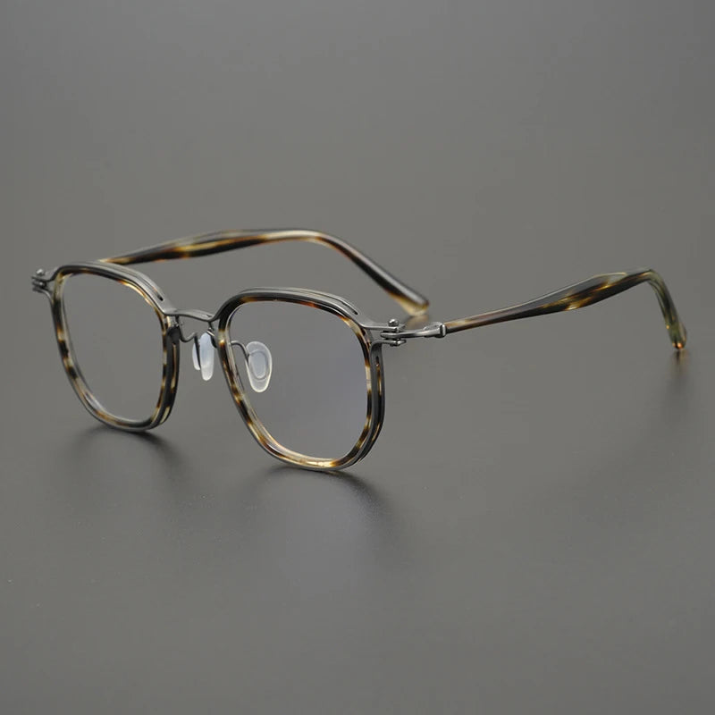 Titanium Acetate Patchwork Square Eyeglasses