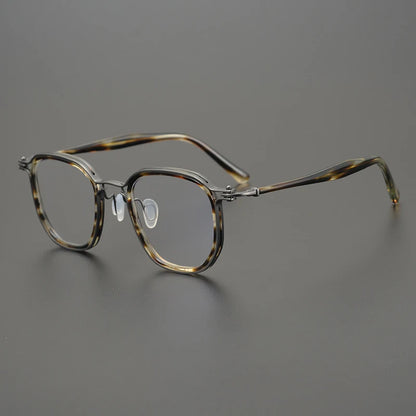 Titanium Acetate Patchwork Square Prescription Eyeglasses | Retro Optical Frame for Rx Lenses – CINILY UK frame detail