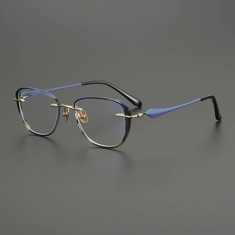 Titanium Tortoise Cat Eye Prescription Eyeglasses | Lightweight Optical Frame for Rx Lenses – CINILY UK - Blue
