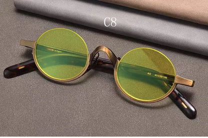 Retro Oval Polarised Sunglasses | Titanium Frame | Dark Brown