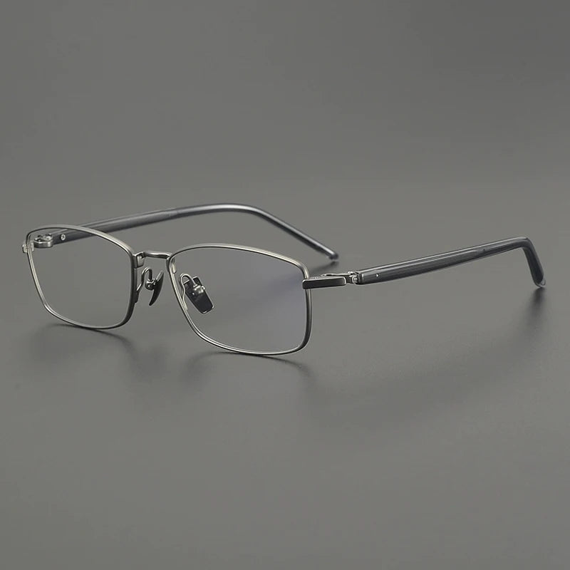Titanium Rimless Square Prescription Eyeglasses | Lightweight Minimal Rx Glasses – CINILY UK - GUNMETAL