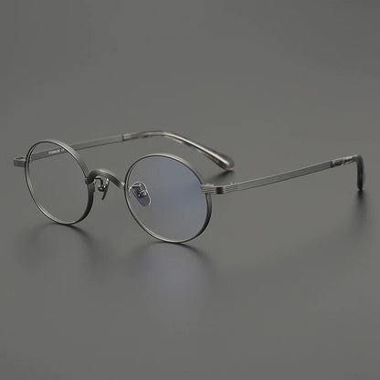 Titanium Antique Round Prescription Eyeglasses | Lightweight Optical Frame for Rx Lenses – CINILY UK frame detail