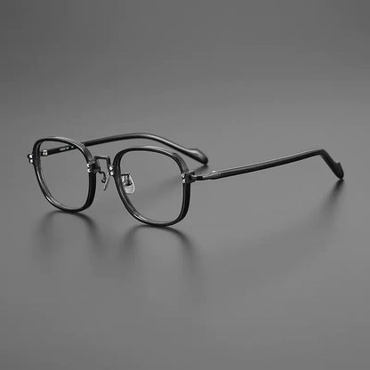 Acetate Titanium Striped Square Prescription Eyeglasses | Retro Optical Frame for Rx Lenses – CINILY UK frame detail