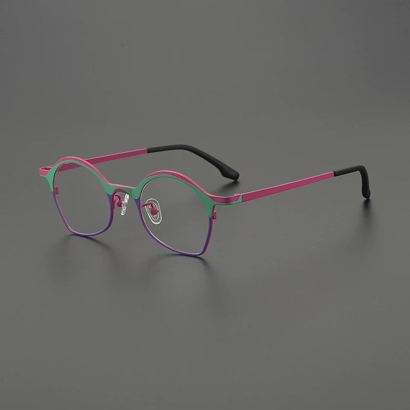 Titanium Matte Panto Prescription Eyeglasses | Ultra-Light Optical Frame for Rx Lenses – CINILY UK - Pink