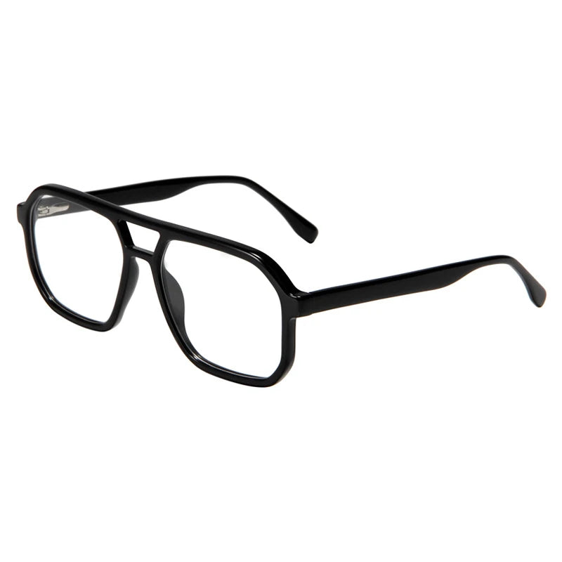 Acetate Double-Bridge Pilot Prescription Eyeglasses | Retro Optical Frame for Rx Lenses – CINILY UK - Black