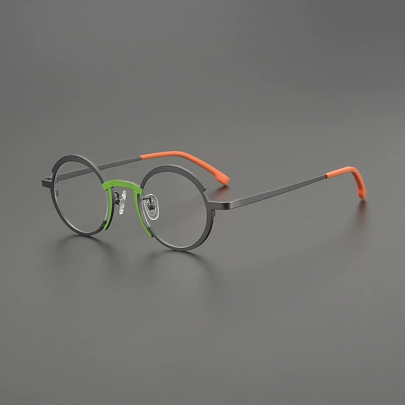 Titanium Colour-Block Round Prescription Eyeglasses