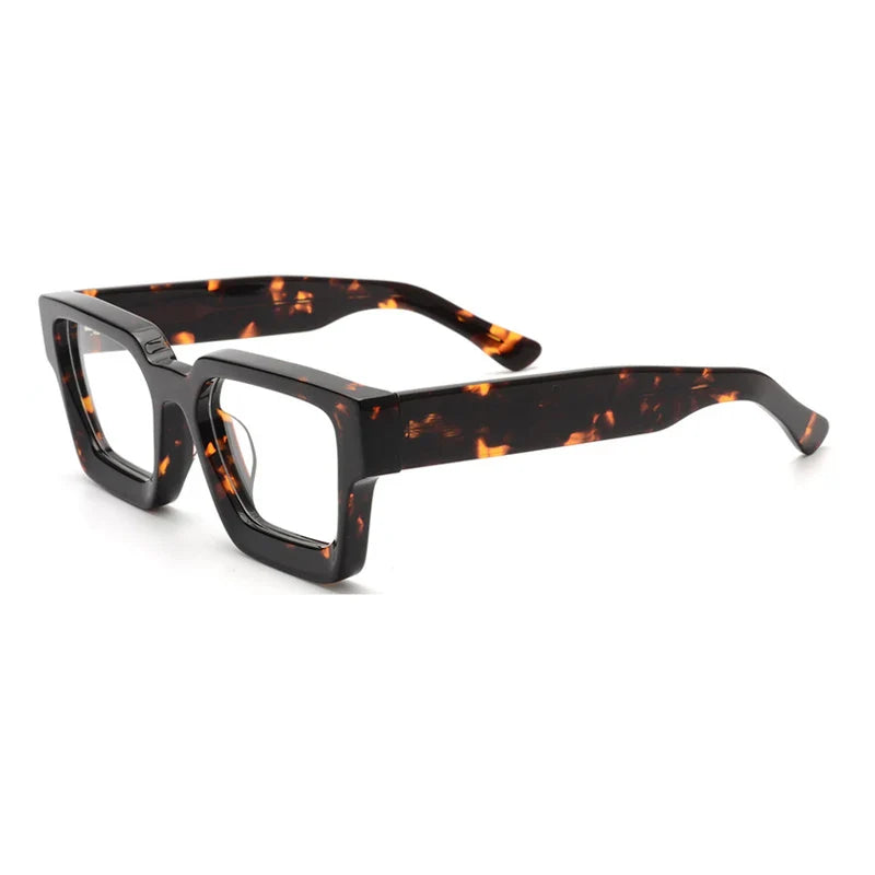 Vintage Thick Acetate Square Glasses Frame | Unisex - Tortoise