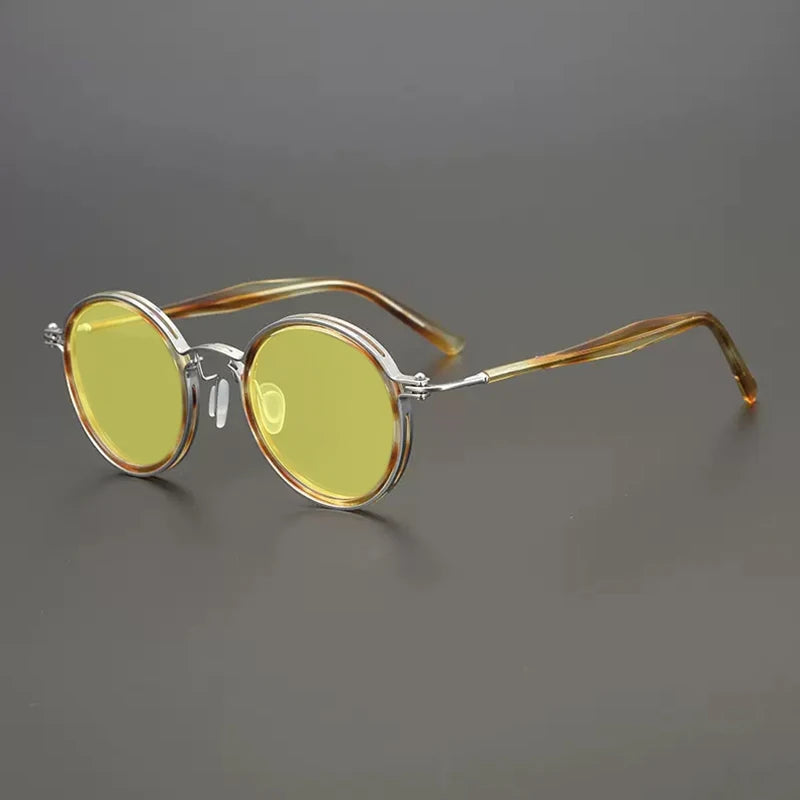 Vintage Round Polarised Sunglasses with UV400 Protection and Titanium Detail