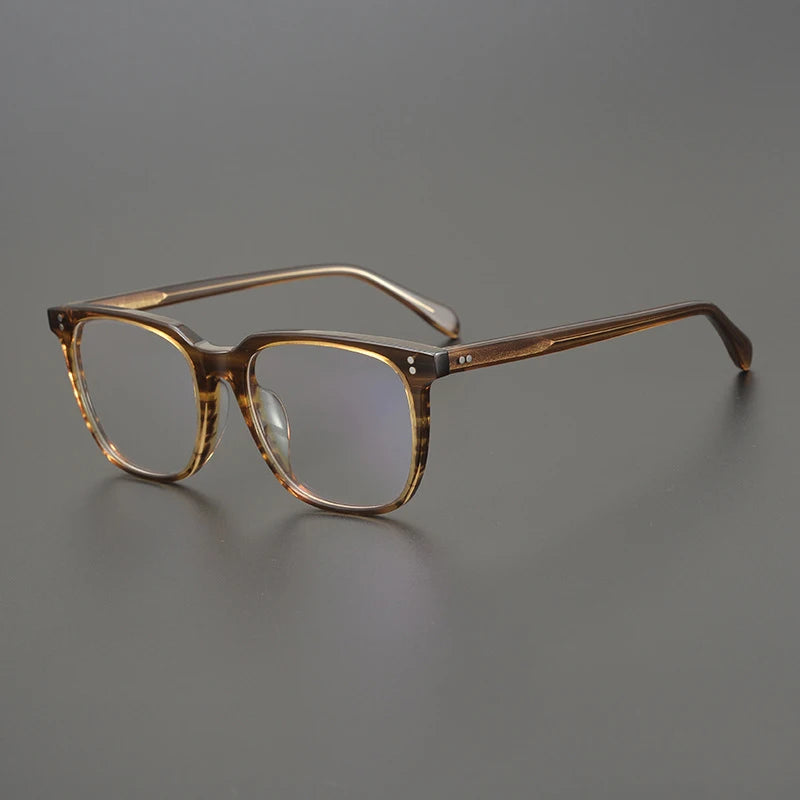 Acetate Crystal Blue Square Prescription Eyeglasses | Designer Optical Frame for Rx Lenses – CINILY UK - Brown