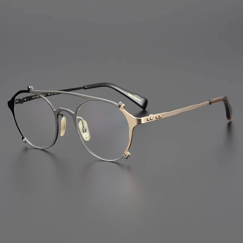 Japanese Titanium Browline Pilot Prescription Eyeglasses | Retro Optical Frame for Rx Lenses – CINILY UK - GUNMETAL