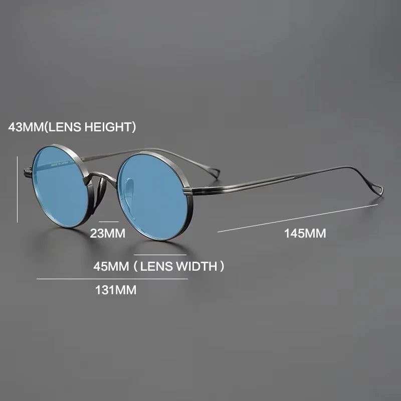 Ultra-Light Pure Titanium Polarised Sunglasses in a Vintage Small Round Style