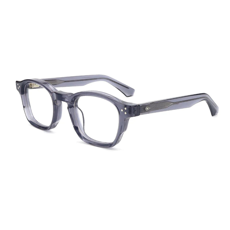 Vintage Thick Acetate Square Eyeglasses Frame with Handmade Finish - Gray