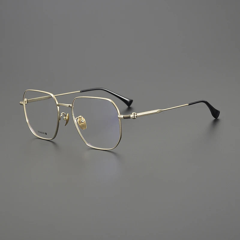 Titanium Oversized Geometric Prescription Eyeglasses | Ultra-Light Optical Frame for Rx Lenses – CINILY UK - Gold