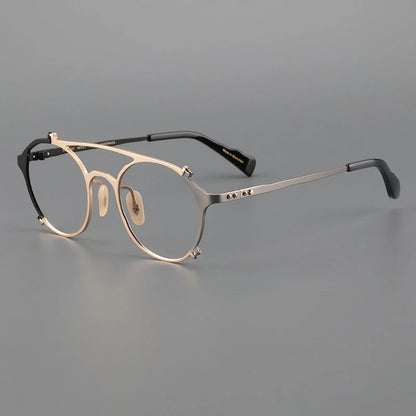 Japanese Titanium Browline Pilot Prescription Eyeglasses | Retro Optical Frame for Rx Lenses – CINILY UK lens detail