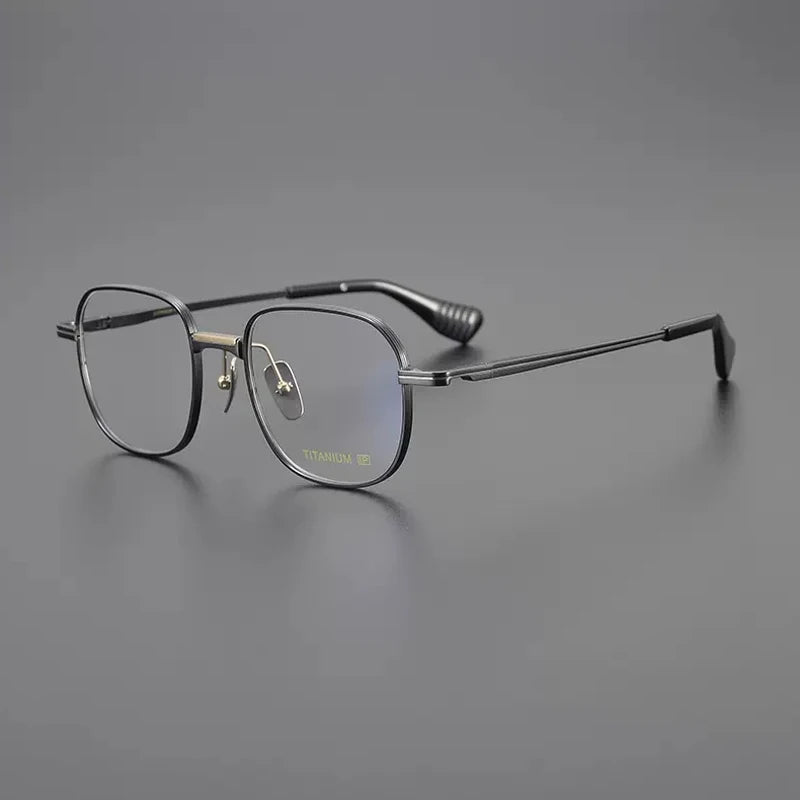 Titanium Geometric Square Prescription Eyeglasses | Ultra-Light Optical Frame for Rx Lenses – CINILY UK - GUNMETAL