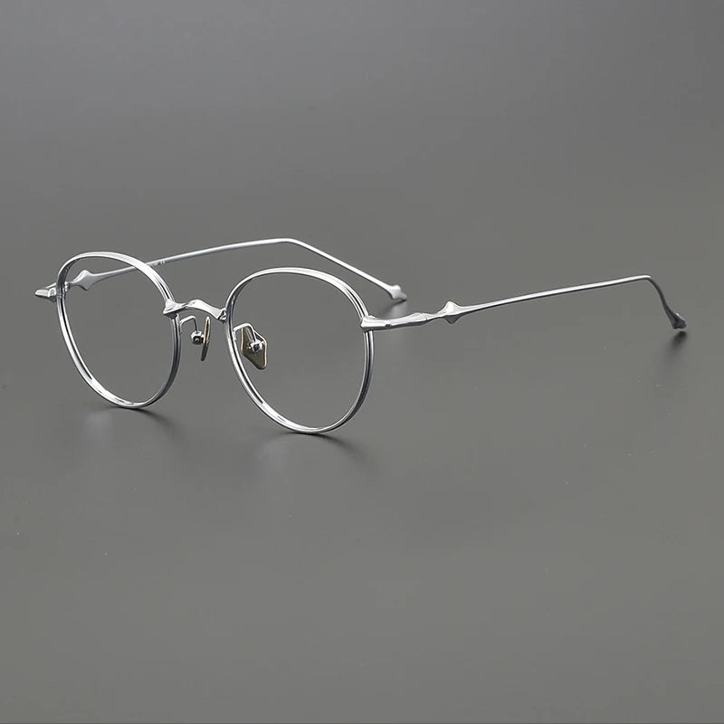 Ultra-Light Titanium Round Prescription Eyeglasses | Vintage Optical Frame for Rx Lenses – CINILY UK - silver