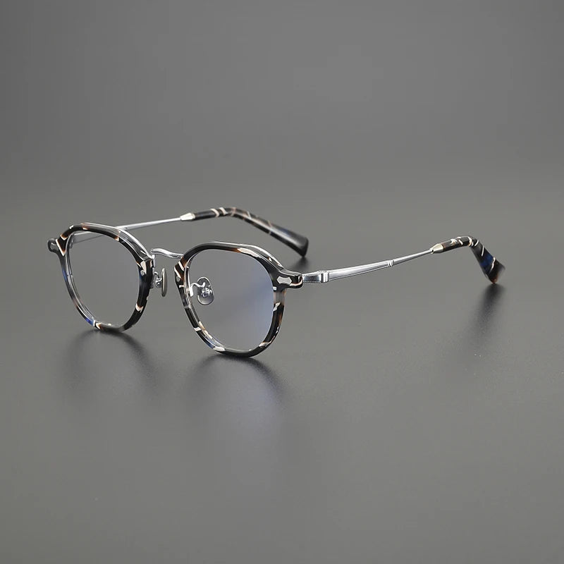Titanium Marbled Round Prescription Eyeglasses | Ultra-Light Designer Rx Glasses – CINILY UK - silver