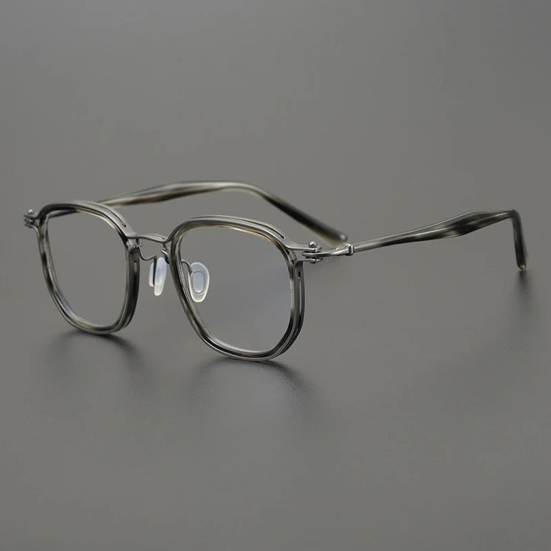 Titanium Acetate Patchwork Square Eyeglasses