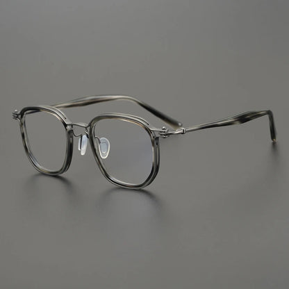 Titanium Acetate Patchwork Square Prescription Eyeglasses | Retro Optical Frame for Rx Lenses – CINILY UK front view