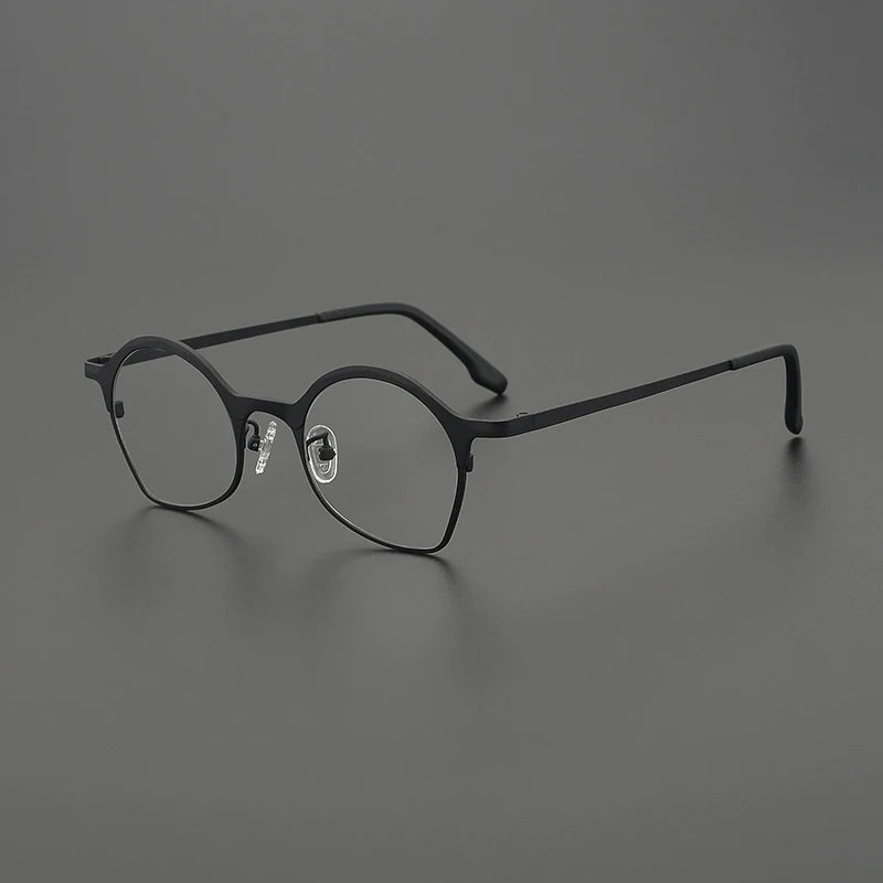 Titanium Matte Panto Prescription Eyeglasses | Ultra-Light Optical Frame for Rx Lenses – CINILY UK - Black