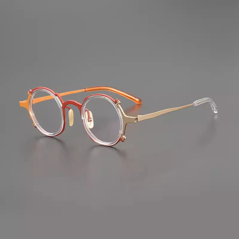 Titanium Retro Round Prescription Eyeglasses | Ultra-Light Optical Frame for Rx Lenses – CINILY UK - Gold