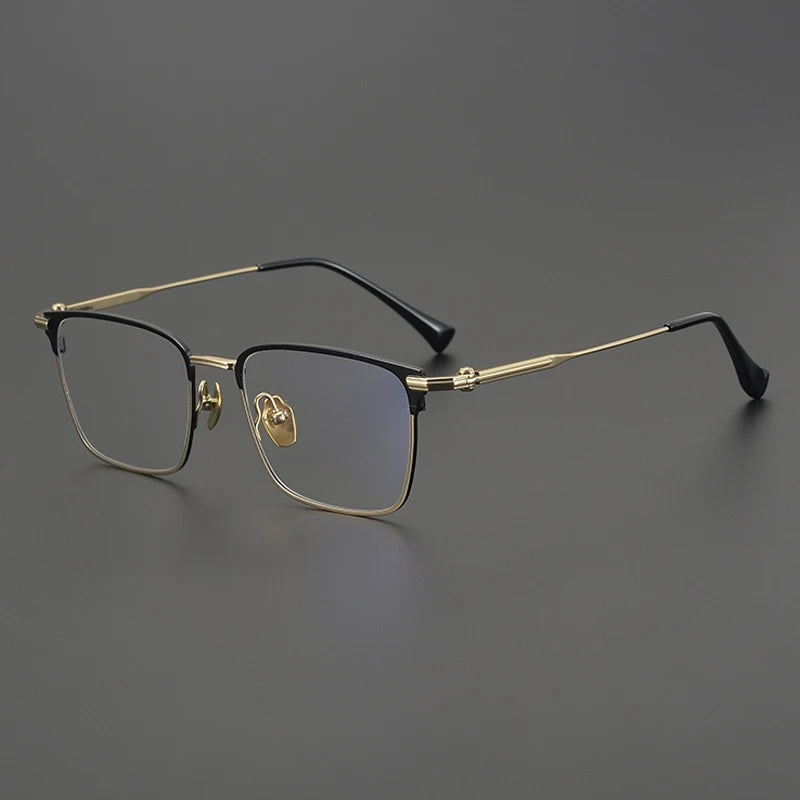 Titanium Large Square Prescription Eyeglasses | Ultra-Light Optical Frame for Rx Lenses – CINILY UK - Black