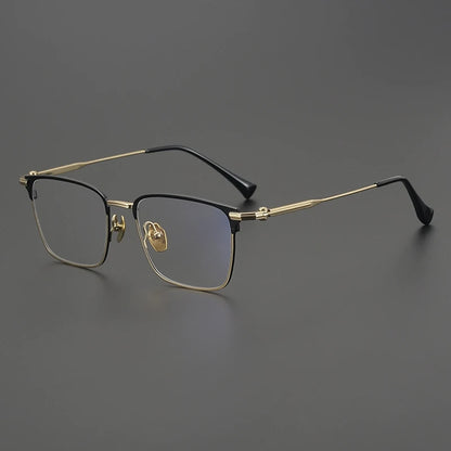 Titanium Large Square Prescription Eyeglasses | Ultra-Light Optical Frame for Rx Lenses – CINILY UK side view