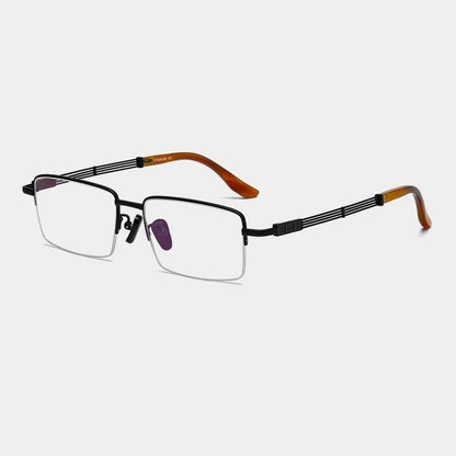 Titanium Horn-Accent Square Prescription Eyeglasses | Handmade Optical Frame for Rx Lenses – CINILY UK frame detail
