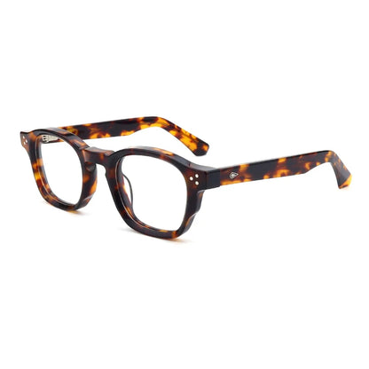 Vintage Thick Acetate Square Eyeglasses Frame with Handmade Finish temple detail